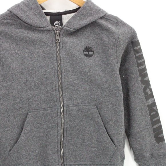 Timberland Hoodie Sweatshirt Boys Kids Gray Full Zip Cotton Size Small S NWT - Picture 2 of 9